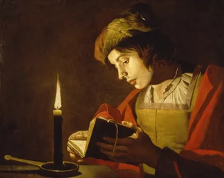 Ein junger Mann liest bei Kerzenlicht, um 1630. Maße: 58,5 x 73,5 cm. Nationalmuseum, Stockholm