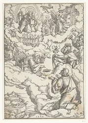 Vision des Johannes des Evangelisten mit thronendem Gott und den vierundzwanzig Ältesten