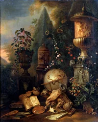 Vanitas. Stillleben mit einer Vase, 17. oder frühes 18. Jahrhundert