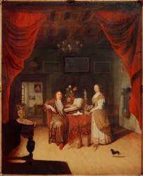 Ein Gelehrter und seine Frau in einem Interieur