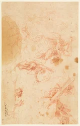 Engel tragen das Heilige Kreuz und das Grabtuch