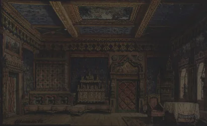 Bühnenbild für das Theaterstück Tod von Iwan dem Schrecklichen von A. Tolstoi