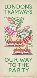 Unser Weg zur Party, London County Council LCC Straßenbahnplakat, 1924