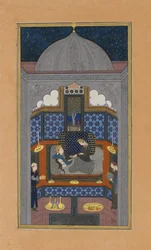 Bahram Gur und die indische Prinzessin im dunklen Palast am Samstag, Folio 23v..., ca. 1430.