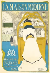 Ein Werbeplakat für die Pariser Kunstgalerie „La Maison Moderne“, eröffnet von Julius Meier-Graefe im Jahr 1899, 1898