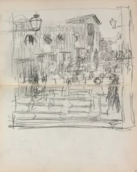 Italienisches Skizzenbuch: Brücke mit Figuren, Seite 93 & 94, 1898-1899
