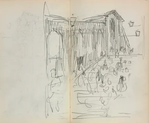 Italienisches Skizzenbuch: Brücke mit Figuren Seite 95 & 96, 1898-1899