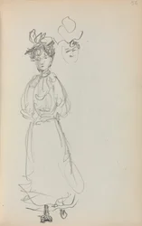Italienisches Skizzenbuch: Stehende Frau, Seite 52, 1898-1899