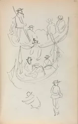 Italienisches Skizzenbuch: Zwei Gondeln mit Figuren, 1898-1899