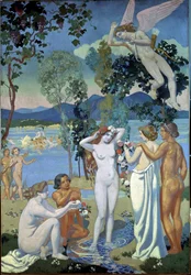 Die Geschichte von Psyche (Tafel 1: Eros von der Schönheit der Psyche getroffen)