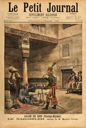 Während der französischen Kampagne in Ägypten, ein Soldat befragt einen Einheimischen über seine Wasserpfeife, die Nargileh