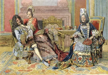 Vertrautheit der Herzogin von Burgund mit Ludwig XIV., bekannt als der Sonnenkönig