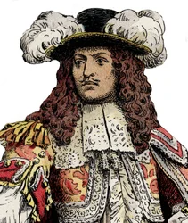 Französischer König Ludwig XIV - Chromotypographie in „Le Roy Soleil“ (Ludwig XIV) von Gustave Toutwelve, Illustration von Maurice Leloir (1853-1940)