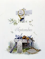 September "La Chanson du mois" von Jérôme Doucet, Illustration - Maurice Leloir, ed. Reims 1904. L. Michaud