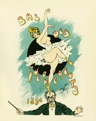 Plakat für den Ball der Inkoherenten, Ball organisiert zwischen 1885 und 1896 in Paris im Rahmen der von Jules Levy 1882 ins Leben gerufenen künstlerischen Bewegung der Inkoherenten Künste