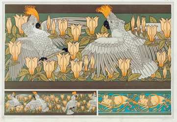 Entwurf für Tapetengrenze Kakadu und Magnolie, veröffentlicht 1897