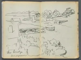 Skizzenbuch - Das Granitküstenhotel, Rockport, Seite 092 & 93: "Die Brücke, Annisquam"