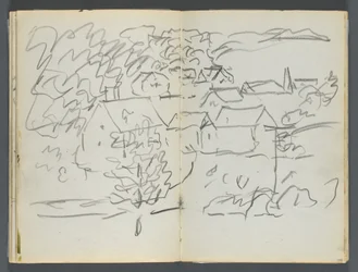 Skizzenbuch, The Dells, Nr. 127: Landschaft mit Häusern