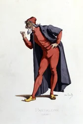 Kostüm und Theaterfigur: Pantalone (Doktor) aus „Masques et bouffons“ (Italienische Komödie: Commedia dell