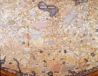 Ansicht von Russland (Detail) der Weltkarte (Mappamundi) von Bruder Maurus (Mauro) Camaldolese 1459, Biblioteca Marciana, Venedig