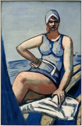 Quappi in Blau im Boot