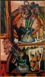 Stillleben mit zwei Blumenvasen