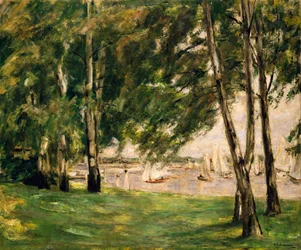 Blick auf den Wannsee mit Segelbooten