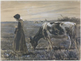 Mädchen mit Kuh