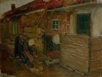 Holländisches Bauernhaus mit Frau