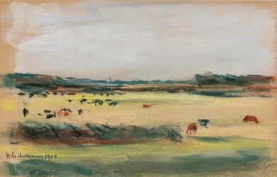 Landschaft mit weidenden Kühen