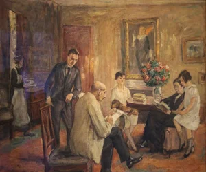 Liebermann-Familie. Der Künstler skizziert im Kreis seiner Familie