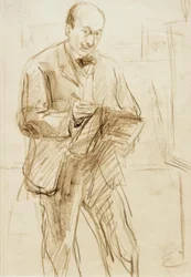 Max Liebermann / Selbstbildnis, zeichnend