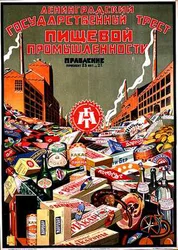 Plakat zur Werbung für das Leningrader Staatliche Trust für die Lebensmittelindustrie