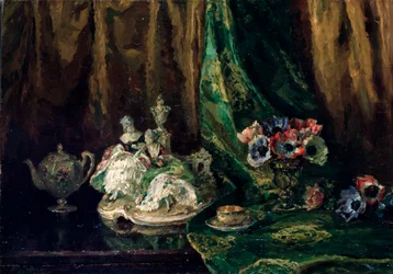 Stillleben mit Porzellan und Blumen, 20. Jahrhundert