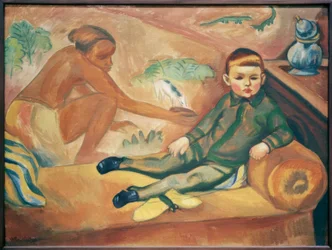 Der Sohn des Künstlers auf dem Sofa