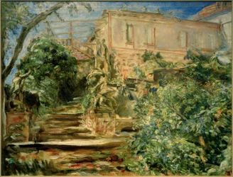 Der Garten in Neukastel mit der Bibliothek