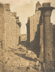 Hof der Bubastiten und Eingang zur Hypostylhalle des Palastes von Karnak, Theben, 1849-50