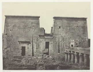 Drômos und Philônes, Großer Tempel von Isis bei Pilônes; Nubien, Tafel 72 aus dem Album "Ägypten, Nubien, Palästina und Syrien" (1852)