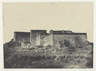 Großer Tempel der Isis in Philä, Gesamtansicht von Norden; Nubien, Platte 80 aus dem Album "Ägypten, Nubien, Palästina und Syrien" (1852)