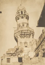 Schiefer Minarett der Bibars-Moschee, in Kairo, Dezember 1849-Januar 1850.