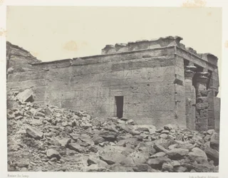 Tempel von Dandour (ehemals Tantour), gewidmet der Triade Osiris-Isis-Horus; Nubien, Platte 93 aus dem Album "Ägypten, Nubien, Palästina und Syrien" (1852)
