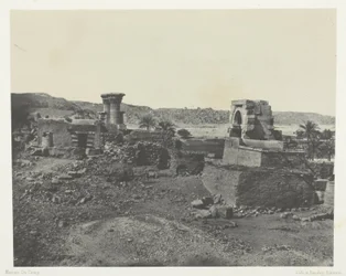 Dorf und Tempel der Insel Bégéh, im Westen von Philä; Nubien, Platte 81 aus dem Album "Ägypten, Nubien, Palästina und Syrien" (1852)