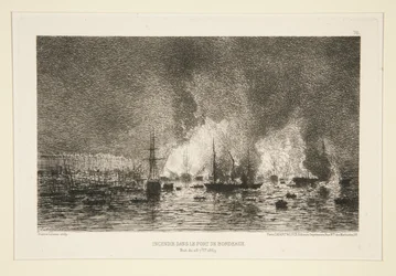 Feuer im Hafen von Bordeaux