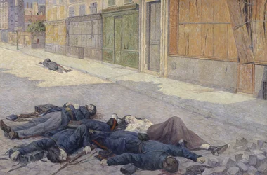 Eine Straße in Paris im Mai 1871