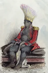 König Temoana auf der Insel Nuka-Hiva in der Uniform eines französischen Obersts, ca. 1841-48