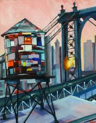 Manhattan-Brücke Wasserturm Sonnenuntergang