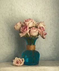 Stillleben mit zartrosa Rosen