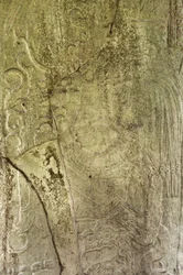 Detail der Stela 9, die Ajb’alun Haab’tal Wat’ul K’atel darstellt, Terminal Classic König aus Ceibal, Guatemala, zur Erinnerung an das Ende des 9. Katun im Jahr 849 n. Chr. (Detail)