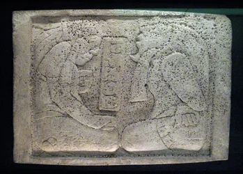 Sturz mit zwei Gefangenen, Yaxchilan-Gebiet, Spätklassische Periode, 600-900 n. Chr.