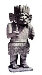 Präkolumbianische Zivilisation: Maya-Statue, die den Gott der Mägde darstellt